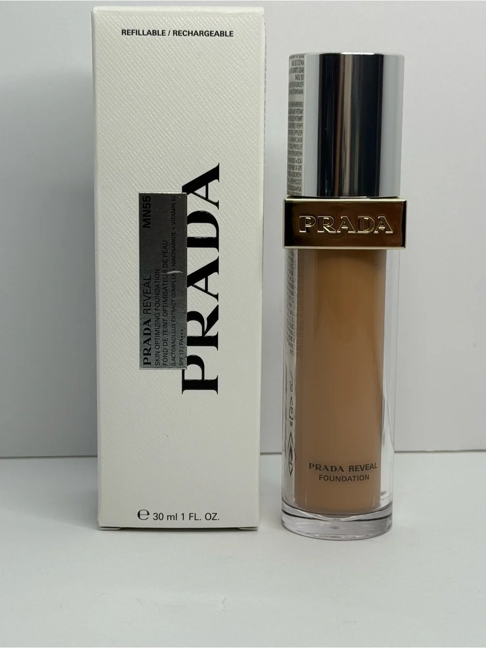 Prada Reveal Foundation — MN55 medium tone with neutral undertone